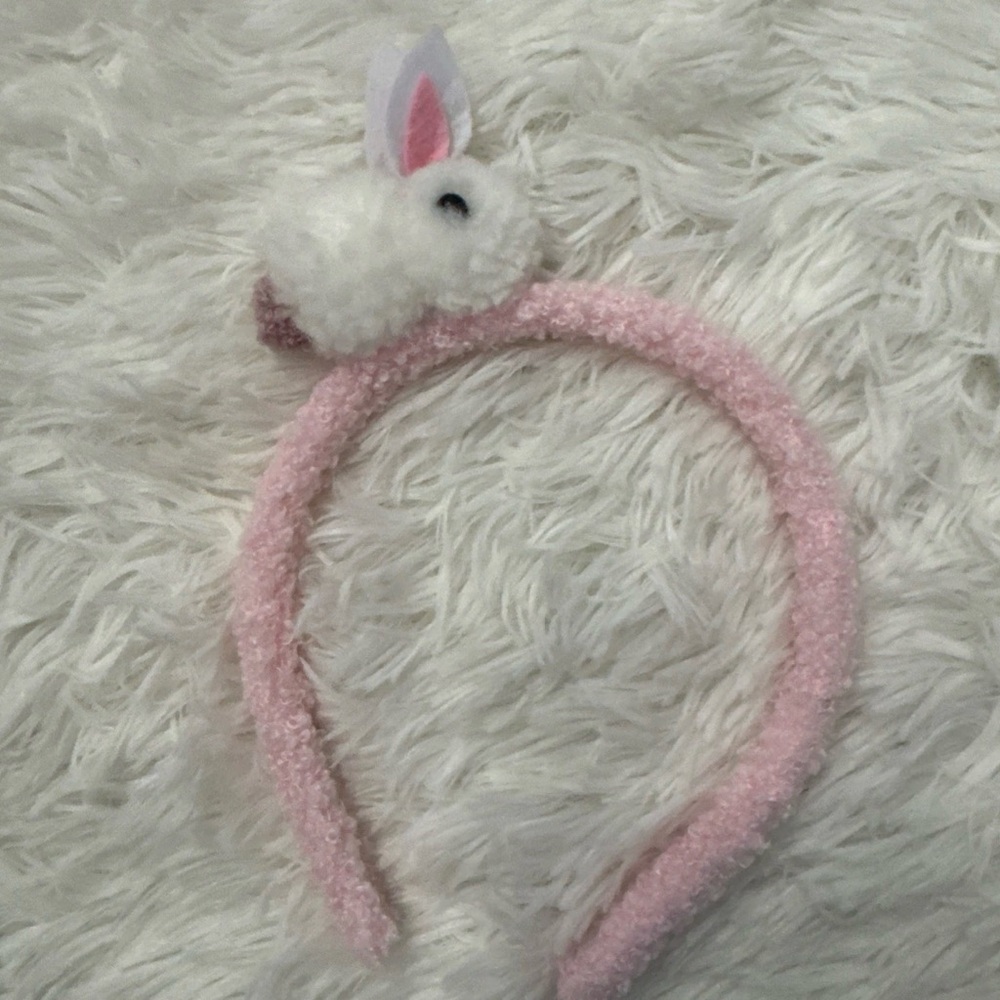 Pink Plush Bunny Ear Headband for Kids